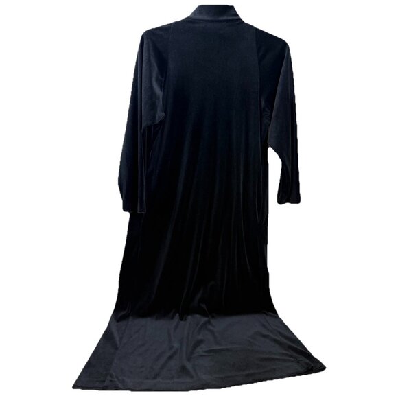 VTG Evelyn Pearson XS Black Velour Zip House Coat Dress Approx 52"L EUC - Picture 4 of 8